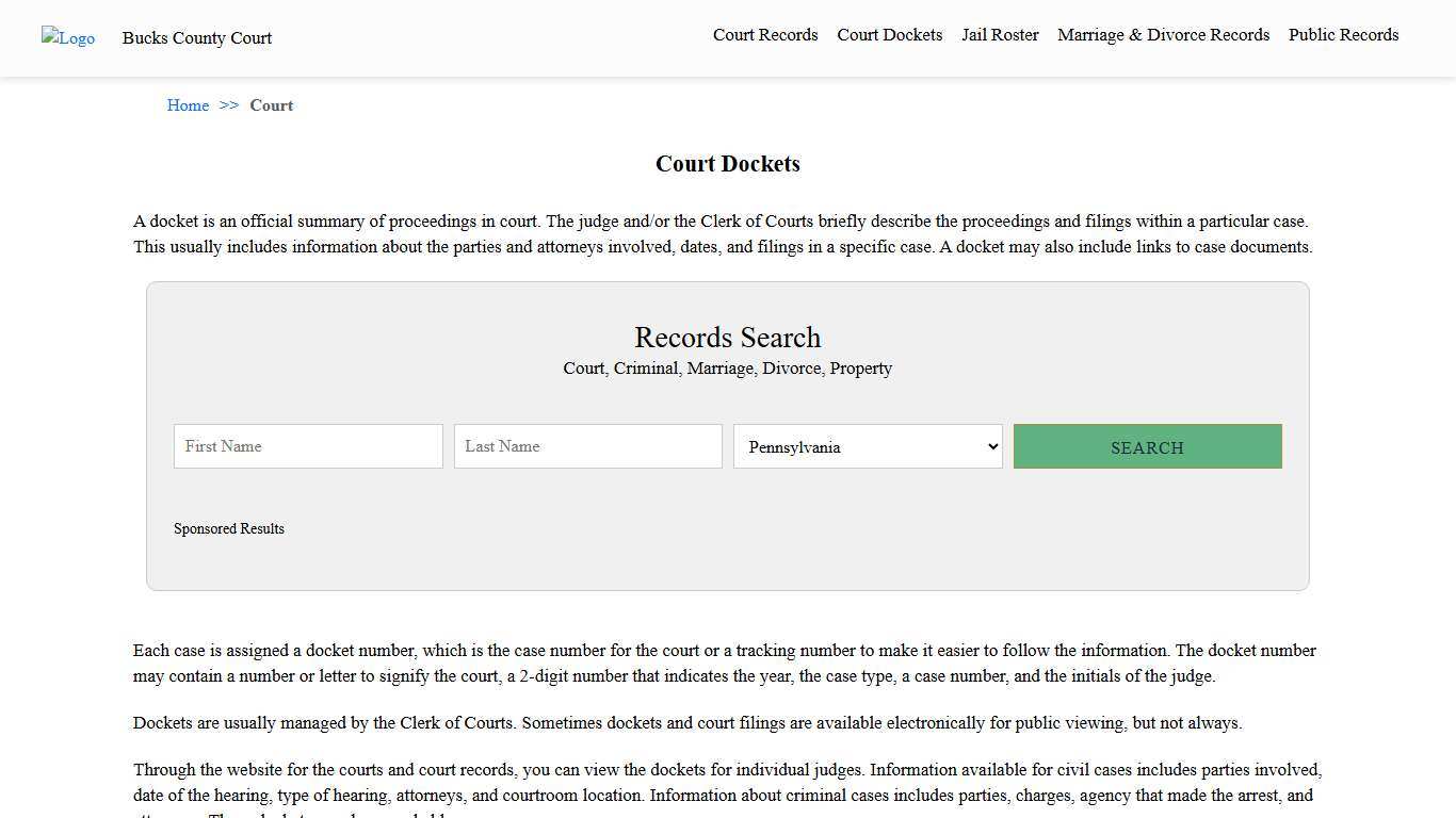 Court Dockets Bucks County Court