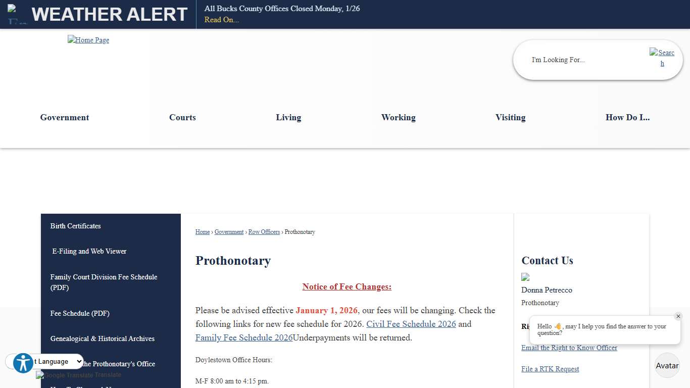 Prothonotary Bucks County, PA